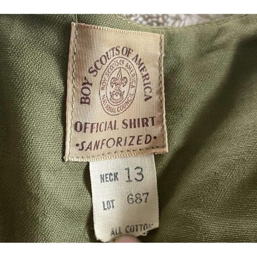 Boy Scouts Of America 60s Green SS Uniform Shirt & Garrison Cap Fits As Youth XL
